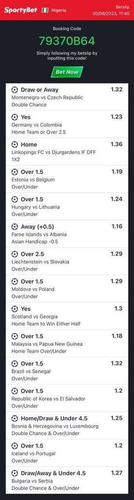 10 odds 🤝 C3081909
30 odds 🤝 79370B64 

Join channel for more👉 t.me/+dpsTp4Kl3sExN…
