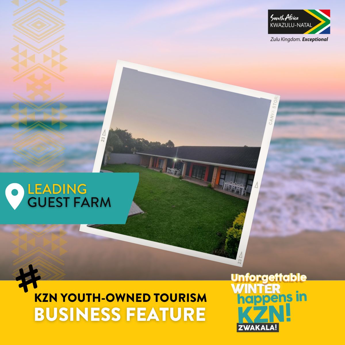 Today we are featuring Leading Guest Farm - a proudly #KZNYouthInTourism owned accommodation establishment situated in Margate, KZN. Support #YouthOwned tourism businesses, and book your next stay in the South Coast here! Contact Nomsa on 073-521-2096 
#YouthInTourism #YouthMonth