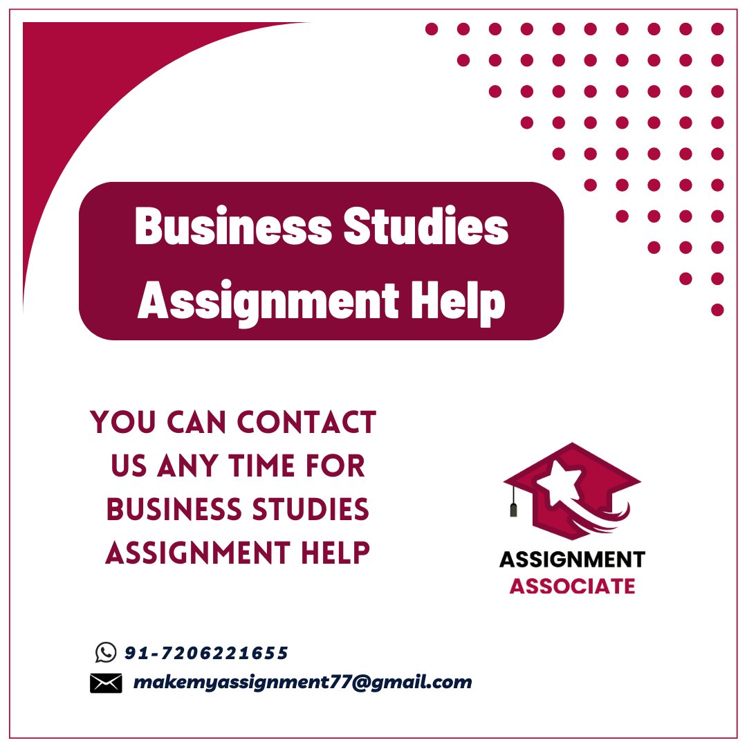 AssignmentAsso's tweet image. Choose your best study helper &amp;amp; planner. You can contact us any time for Business Studies Assignment Help.

#BusinessStudies #AssignmentHelp #BestAssignmentHelp #AssignmentAssociates #Assignment #AssignmentSupport
