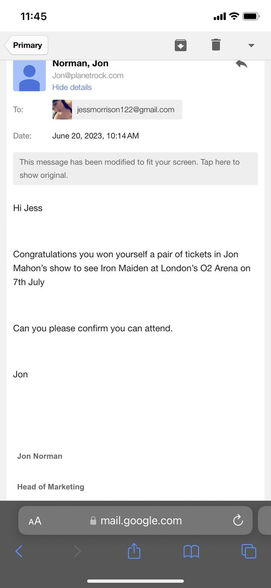 JessMorrison15's tweet photo. @KerrangRadio received this email this morning wanted to confirm it was real? https://t.co/MyGiWtI3yO