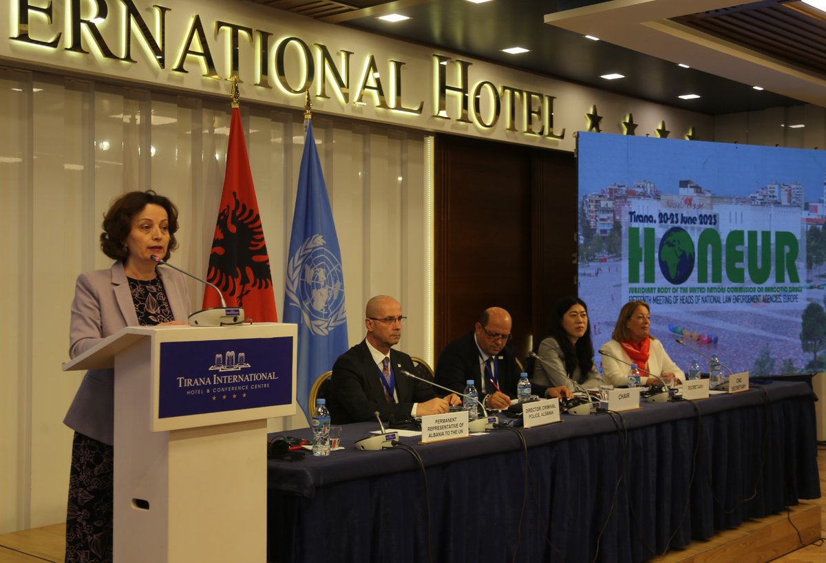 UNODC_CND's tweet photo. Today, 15th #HONLEA Europe opened in Tirana with interventions by Director Nallbati @PoliciaeShtetit & Amb. Gjermeni @AlMissionVienna to kick-start expert discussions over next 4 days on tackling drug-related challenges in the region.
Insights will feed into🌎drug policy! https://t.co/rN8b6bTYcc
