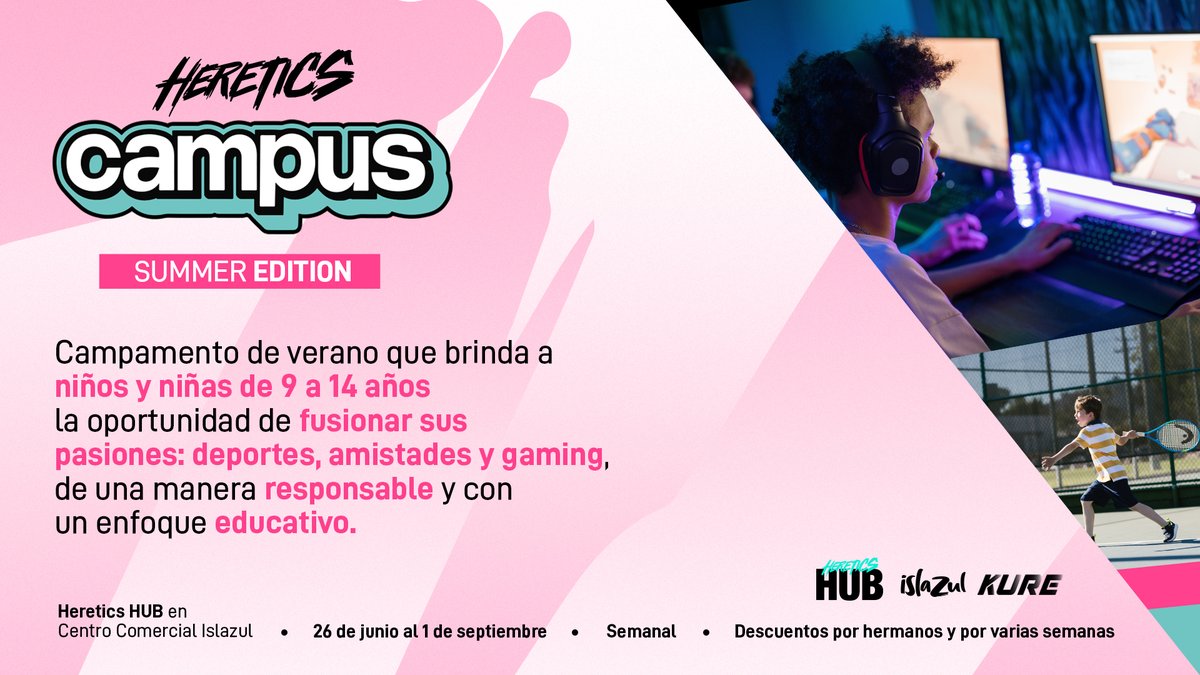¡Llega el Campamento de Verano de Heretics con <a href="/KureSistemas/">Kure</a>! ☀️

Si te apasiona Heretics, la creación de contenidos, los esports... cada lunes empieza una aventura nueva ¡No te lo puedes perder!

Inscríbete aquí: hereticscampus.es/campamentos