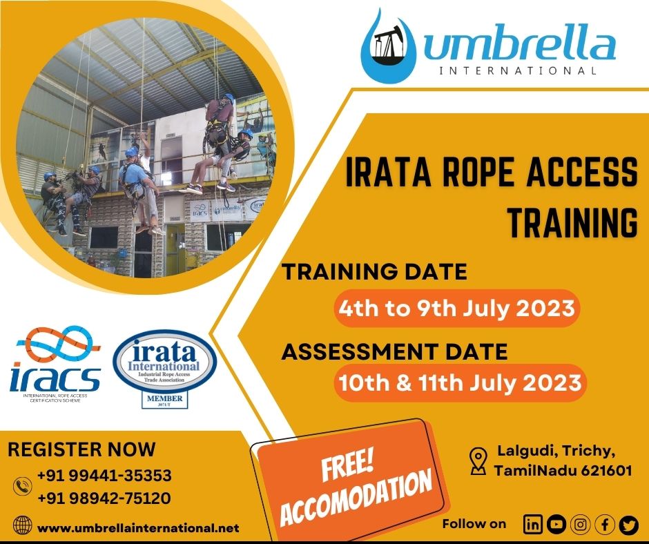 ui_workatheight's tweet image. IRATA Rope Access Training - July 4th 2023 schedule - Umbrella International
.
.
Register Now for Training
.
+919944135353
+919894275120
.
.
.
#umbrellainternational #training #ropeaccess #trainingcenter #tamilnadu   #irata #ropeaccesstraining  #technicalservices #ropeservices