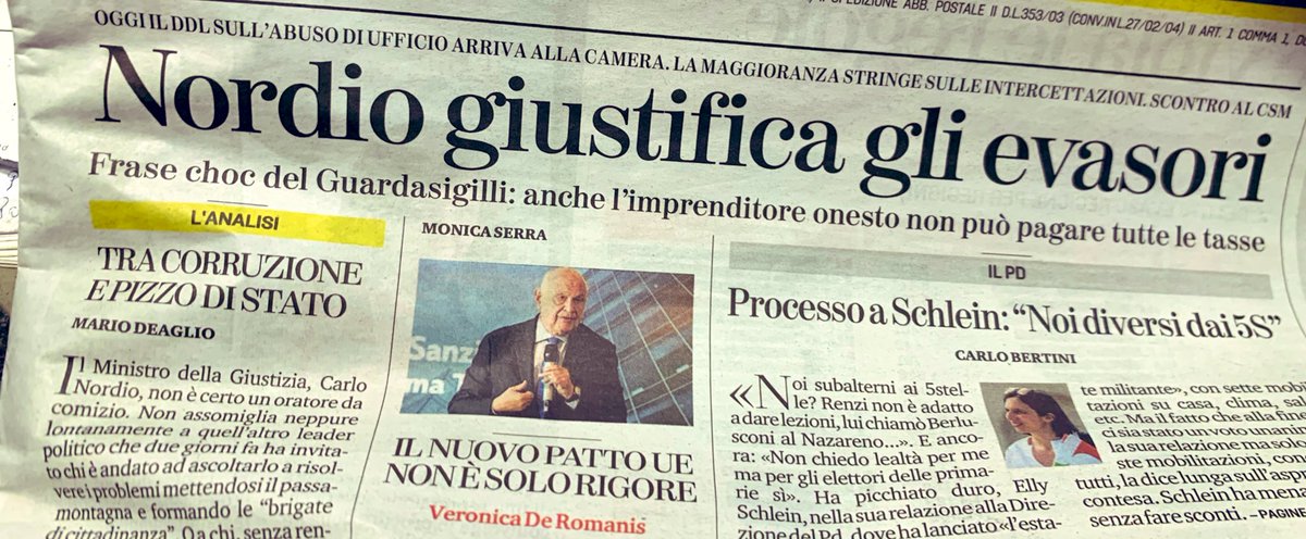 OGiannino's tweet photo. Non ci siamo, amati colleghi de @LaStampa. Nordio ha detto che neanche l’imprenditore coscienzioso che arruoli i migliori commercialisti può essere sicuro di evitare guai col fisco. Ed è così: in decine di convegni sul fisco d’impresa i tributaristi documentano le risposte difformi delle diramazioni territoriali di AgEntrate su quesiti analoghi, e quel che è capitato a tanti che hanno usato patent box per vederselo poi contestare ex post con rischi penali. Tutto ciò NULLA ha a che vedere con giustificazioni dell’evasione. È l’effetto di un ordinamento tributario d’impresa spesso così incomprensibile da risultare aleatorio per GLI ONESTI. È tribale, voler ridurre le giuste critiche a follie tributarie come fossero difesa dei delinquenti