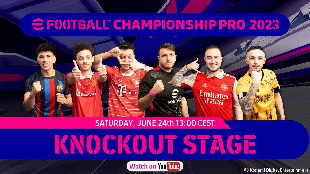 🔥 Brace yourself for the ultimate showdown! 

A fierce battle featuring 19 players and 6 clubs vying for glory 🏆 The stakes are sky-high and the coveted top spot is within reach!

Watch it live next Saturday on the #eFootball YouTube 📺

#KnockoutStage #eFootballChampionshipPro