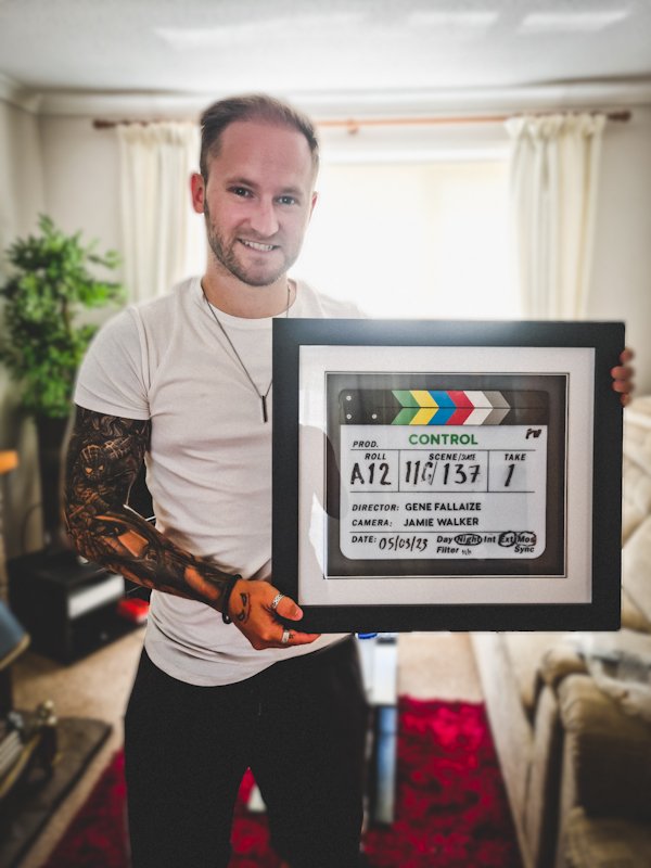 When we camera wrapped on <a href="/Control_Movie/">Control Movie</a>, <a href="/GeneFallaize/">Gene Fallaize</a> gifted me the slate used with the last scene/take. After taking inspiration from Gene, where he frames all his slates from the films he makes, I couldn't resist getting mine done. So here it is!

#controlmovie #kevinspacey