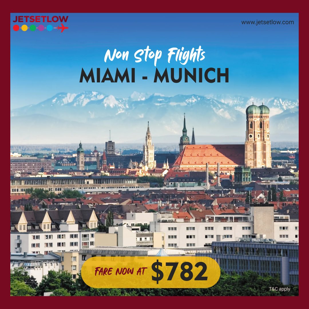 Non Stop Flights To Munich
Flight from Miami
Book with us and Get best price fare on flight Tickets

#offers #unitedstates #switzerland #london #denver #frankfurt #unitedkingdom #booking #jetsetlow #miami #miamibeach #miamilife #munich #munichcity #munichlove #munichlife