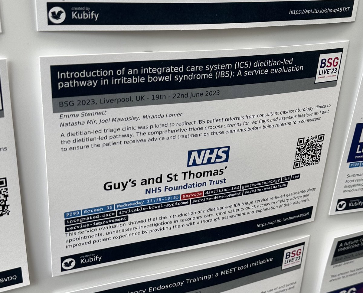 ‘The least sustainable endoscopy is the one you don’t need to do’. Presenting a poster at #BSGLIVE23 showing how a dietitian led IBS service can reduce referral into gastroenterology services and preventing unnecessary colonoscopies #dietitian #IBS