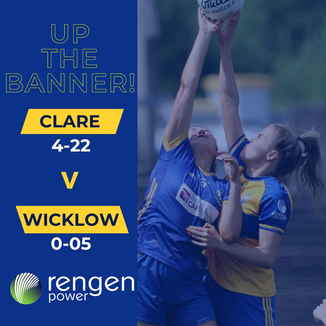 Another fantastic win by the Clare Ladies Football team last Sunday sees them currently top of the group with Tyrone.  Their third and final round will take place next weekend against Tyrone.  Hon the Banner! @Clarelgfa  #proudsponsor #Championship