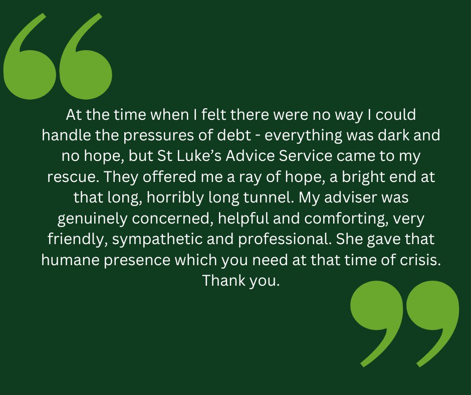 There are just a couple days left to donate to our urgent charity appeal.

We're raising funds today so we can continue helping people like this in times of need with vital money and debt advice.

Please donate and share: avivacommunityfund.co.uk/p/stlukesadvic…