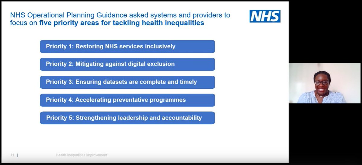 TheVenusMadden's tweet photo. Dr Bola Atkinwale @NHSEngland sharing the top 5 priorities for tackling #HealthInequalities
How do we address (primary and secondary) preventions?
#Core20Plus5
#EthnicityData
#CAHPO23
#AHPsDeliver https://t.co/VdnBN78TMm