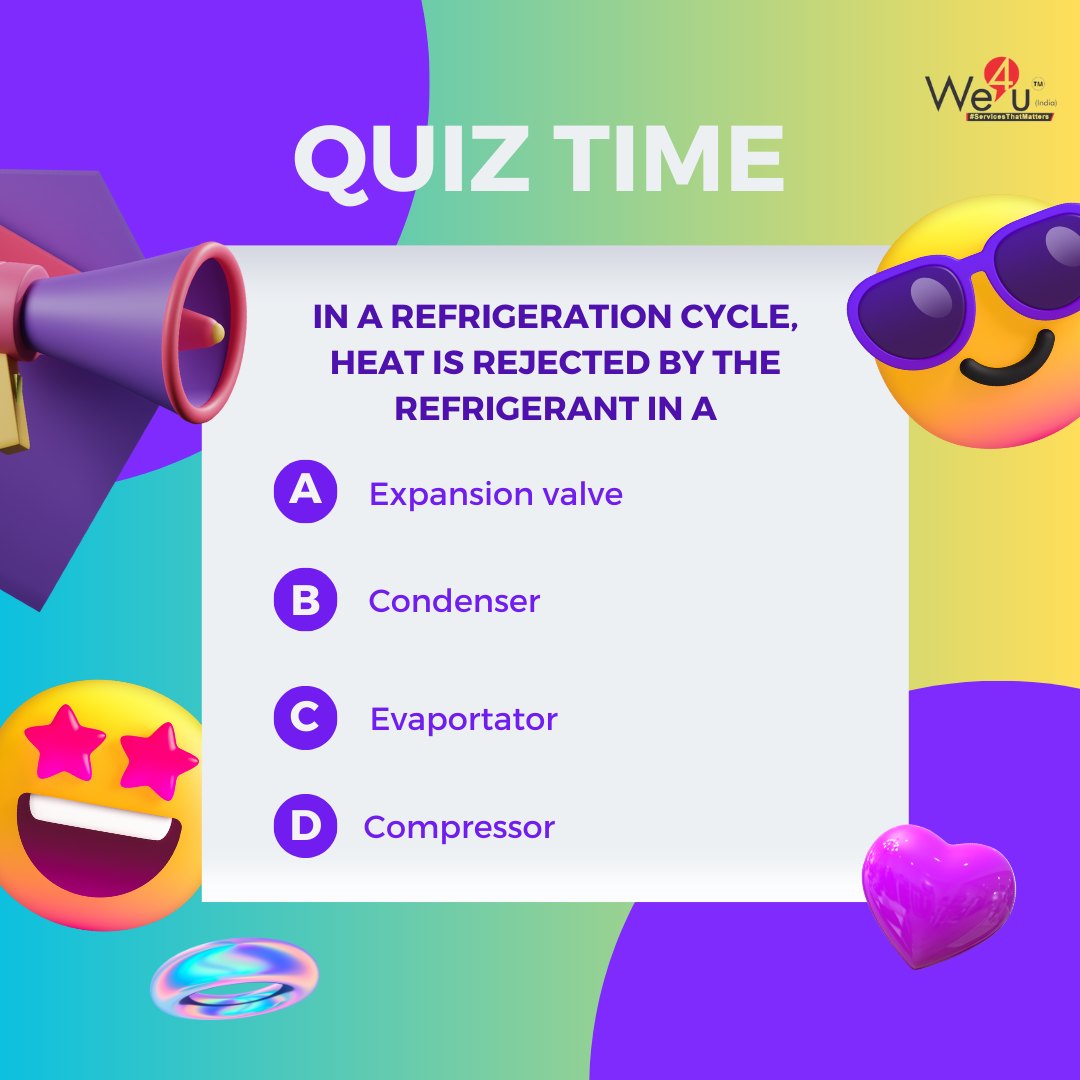 Are you ready for another quiz? 📷
Let us find out how much you know about air conditioners? 📷
#we4uindia #hvac #quiz #acmanufacturers #heating #ventilation #ac #quizzes #quizz #airconditioning #testyourknowledge #quiztime #hvacsystem #hvaclife #quizoftheday #airconditioner