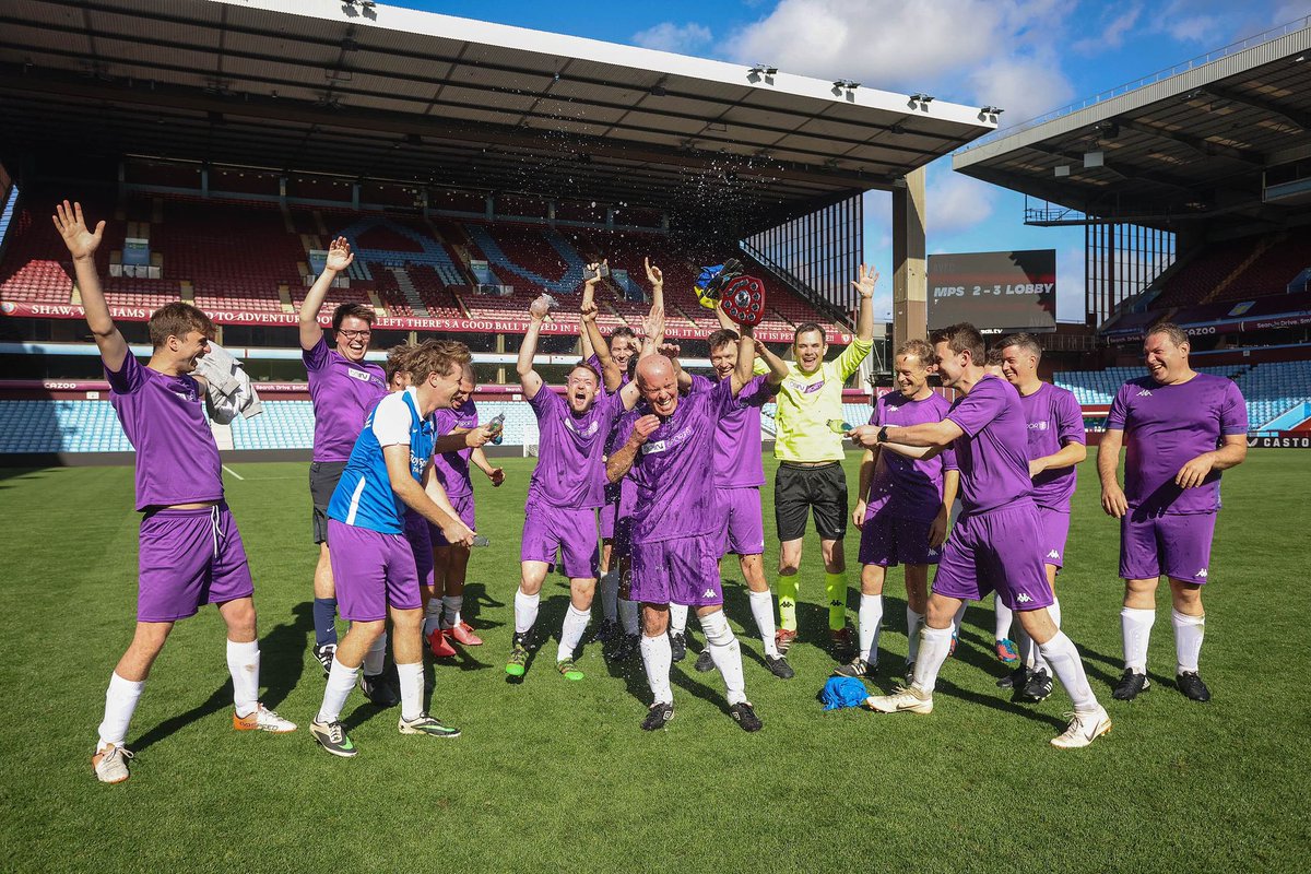 LobbyXI's tweet image. It’s been a quadruple-winning season (Man City who?) for the Lobby XI, with big-match victories over Labour, the Conservatives, UK Parliament FC and most recently Westminster Wanderers.
We’ve returned victorious from Villa Park, Selhurst Park and, now and again, Battersea Park.