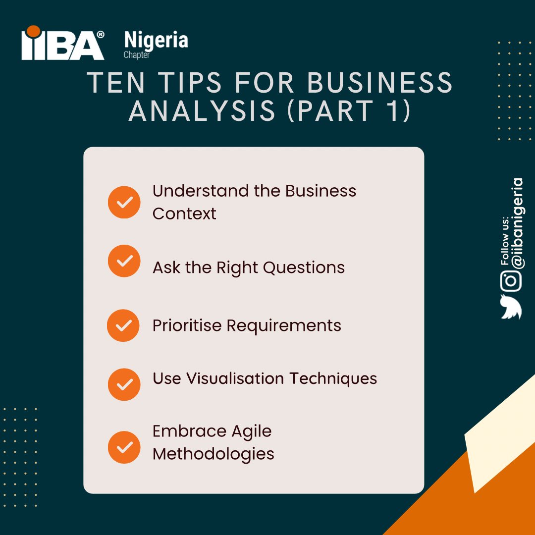 Expert tips on how to excel in your business analysis career (Part 1)
#iiba #iibanigeriachapter #iibanigeriacommunity