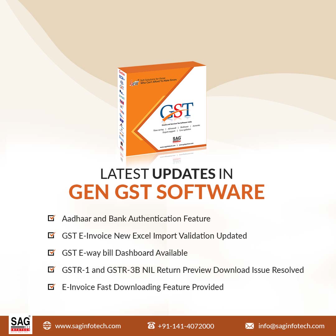 Check the Latest Important Updates in GEN GST Software.
Click Here: bit.ly/34Ln7nC
#GENGST #Software #updates #returnfiling