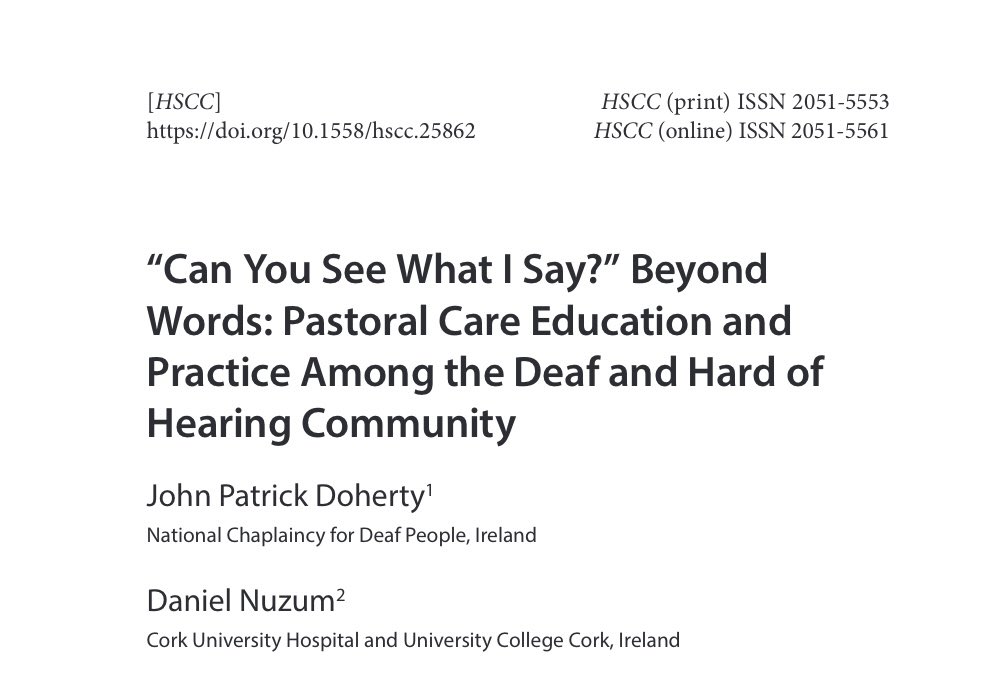HSCCJournal's tweet photo. Our latest online (open access) article “Can you see what I say?” Beyond words: Pastoral Care, Education and Practice among the Deaf and Hard of Hearing Community. 
Abstract videos available in American, British and Irish Sign languages 
#signlanguage 

https://t.co/QOKo8qB9nX https://t.co/yFzLcGDWGE