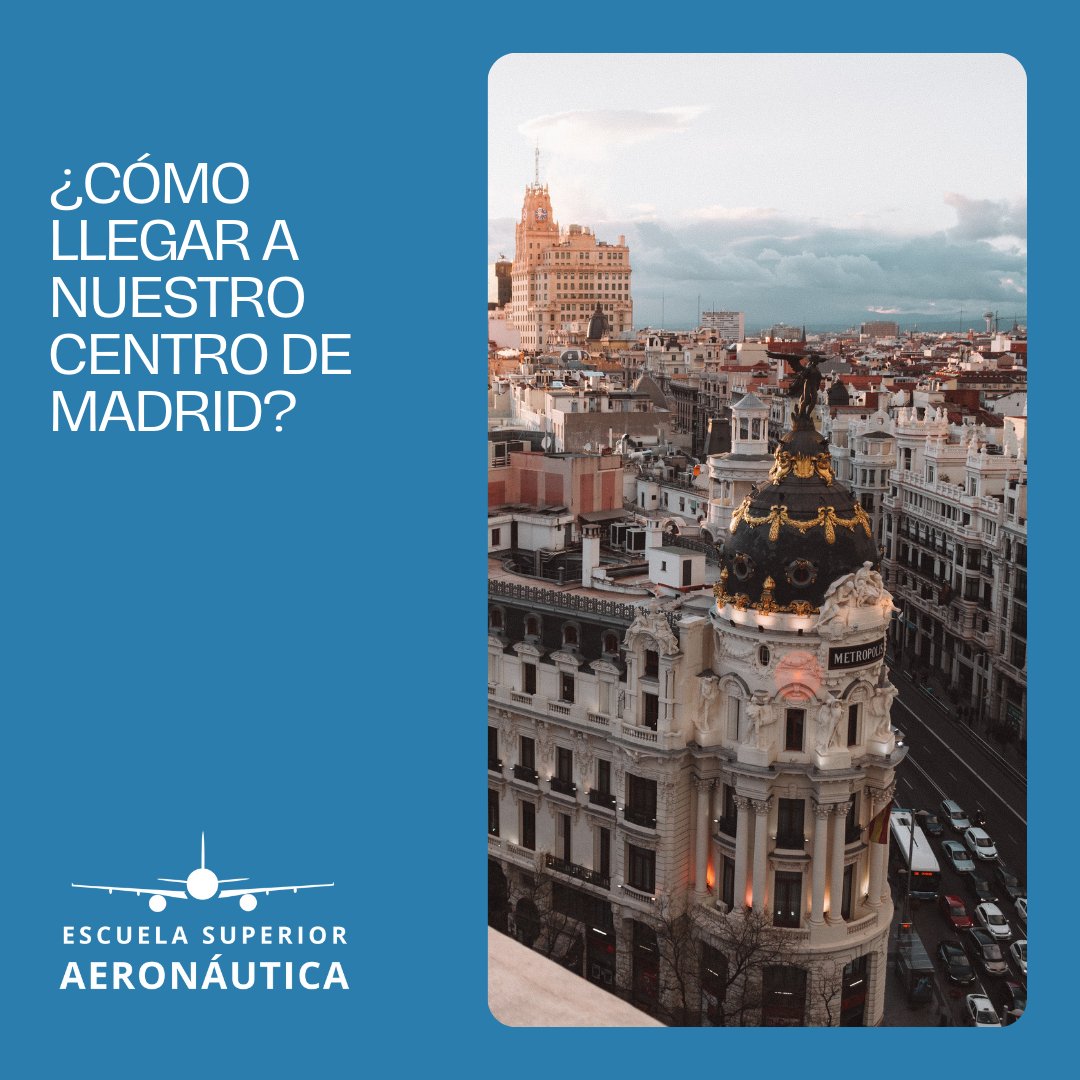 Centros_CEAE's tweet photo. Si estás interesado en estudiar en la Escuela Superior Aeronáutica de #Madrid es importante que conozcas las diferentes opciones de transporte público disponibles para llegar a nuestras instalaciones.

Échales un vistazo aquí: https://t.co/cXtlhmvgJY https://t.co/vRvc2t63Fa