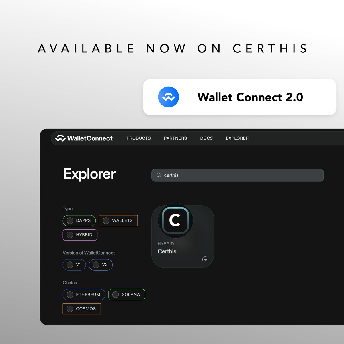 certhis's tweet photo. WalletConnet v2 is now fully integrated into Certhis, providing a smoother, more secure, multi-chain experience. Explore the possibilities with us! 🙌

🔮 Embrace the future of NFTs with Certhis and @walletconnect ! 

#Certhis #WalletConnectv2 https://t.co/oZykFxmxHK