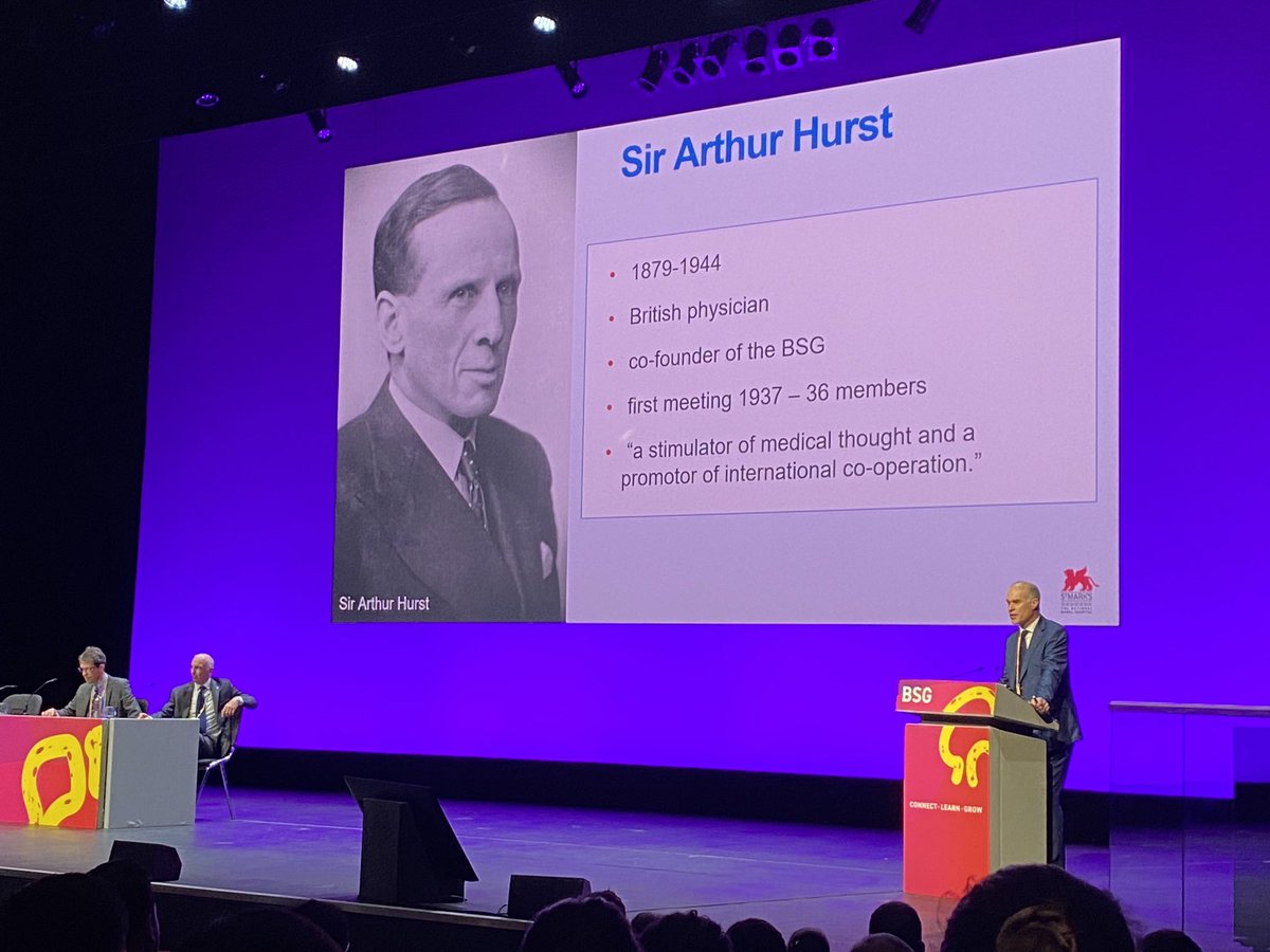 👏🥳Brian Saunders- a superb and deserving recipient of the Sir Arthur Hurst lecture award at ⁦@BritSocGastro⁩ #bsglive23