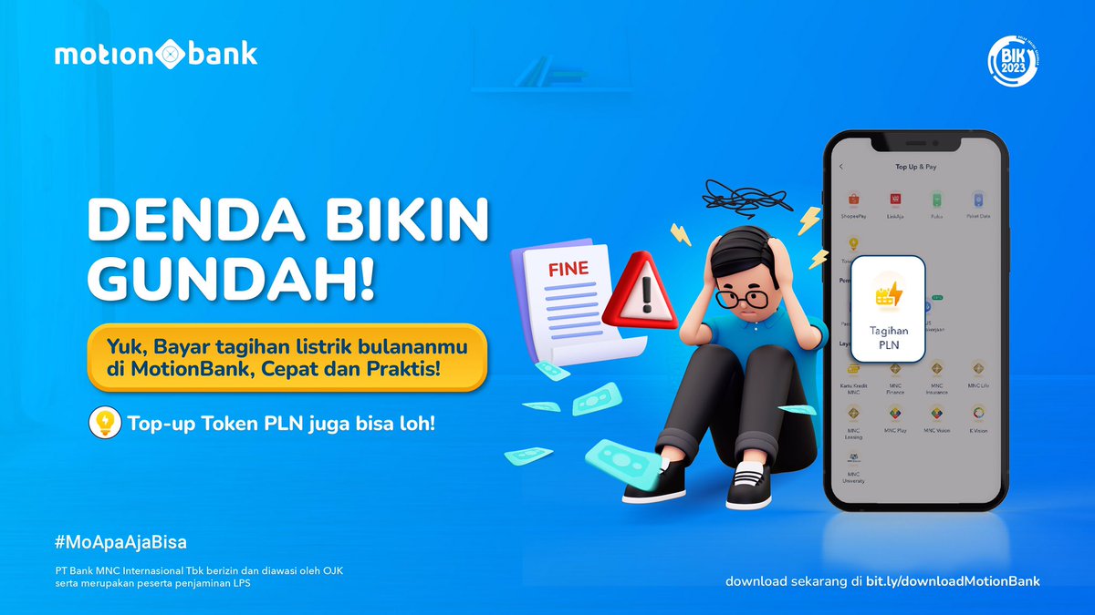MotionBankID's tweet photo. SELALU AMAN!
Yuk segera bayar tagihan PLN pakai MotionBank, cepat dan praktis!
Token PLN? Bisa juga kok top-up di MotionBank!
☎️ 1500188 | https://t.co/BzhK0K6DYV
#MNCBank #MotionBank #FutureBankingHere #MoApaAjaBisa https://t.co/qVZlVB0Qax