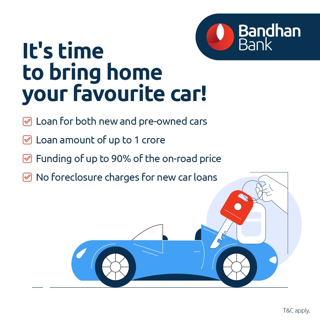 Don't wait any longer. Apply for a car loan today!
For details, visit your nearest #BandhanBank branch bit.ly/3J6RjjW or click here bit.ly/3Joys3Y