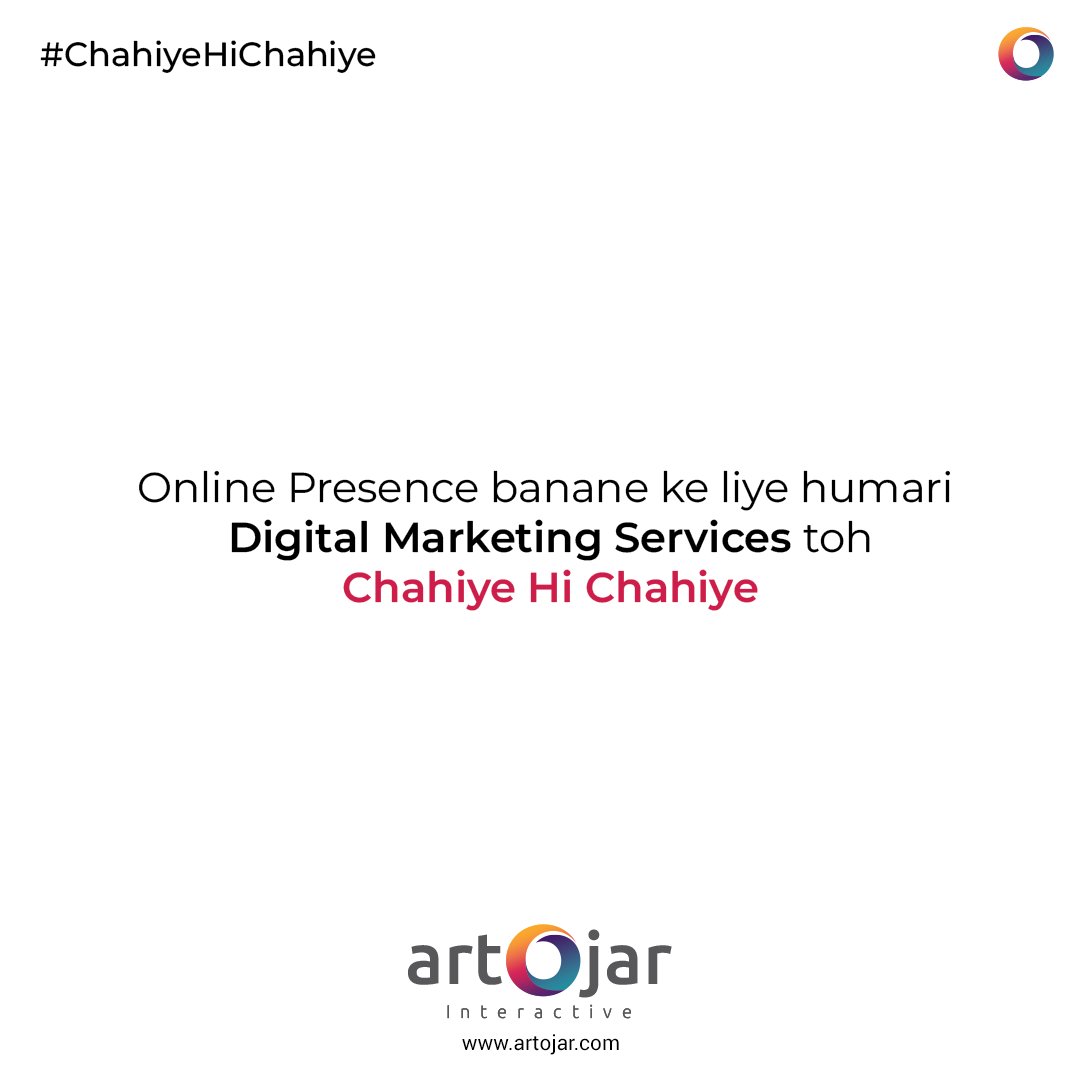 Humari services ke baare me aur pata karne ke liye aapko humse contact karna to #ChahiyeHiChahiye.
🌐: artojar.com
📧: hello@artojar.com
☎️: 0120-4147300
#ChahiyeHiChahiyeTrend #momenmarketing #artojar #artojarinteractive #creativity #socialmediatrend #viraltrend