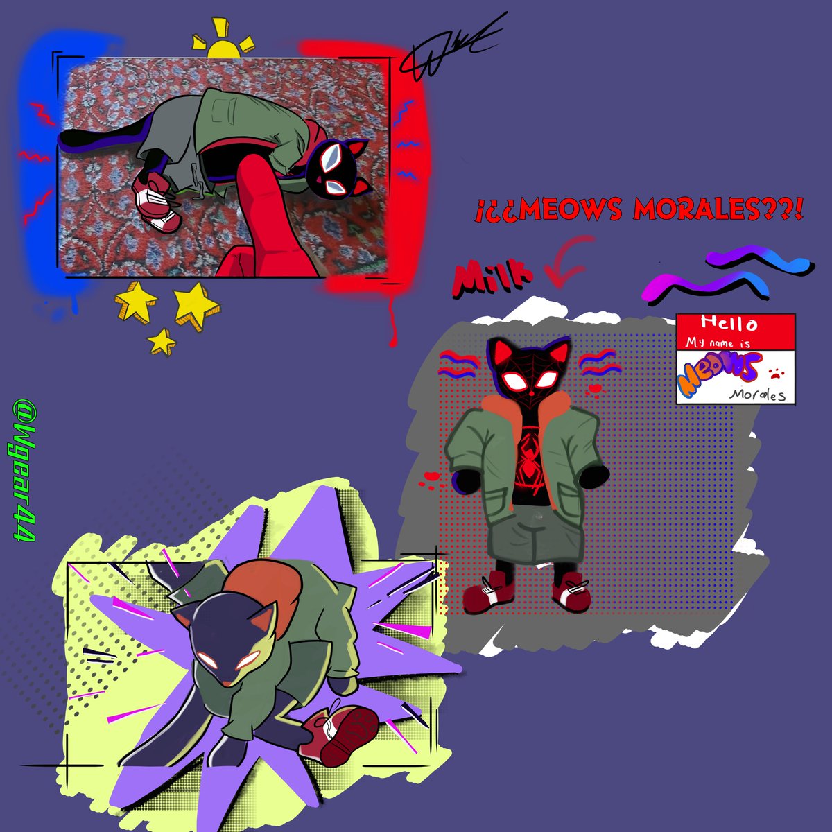 BSimith44's tweet photo. OMG, IS THAT MEOWS MORALES??!!
#spiderverse #meowsmorales #spidermanacrossthespiderverse #milesmorales #fanart #drawingcat #digitalart #fanart #justforfun 
hope you like it :D https://t.co/jZTQwu5xzN