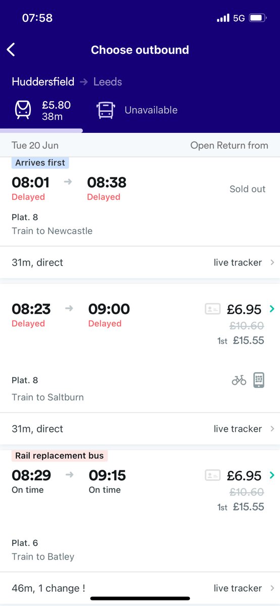 GabbehJane's tweet photo. @TPEassist can you explain why all trains from Huddersfield to Leeds are delayed despite this already being a severely reduced service? https://t.co/g6q6M0EdZf