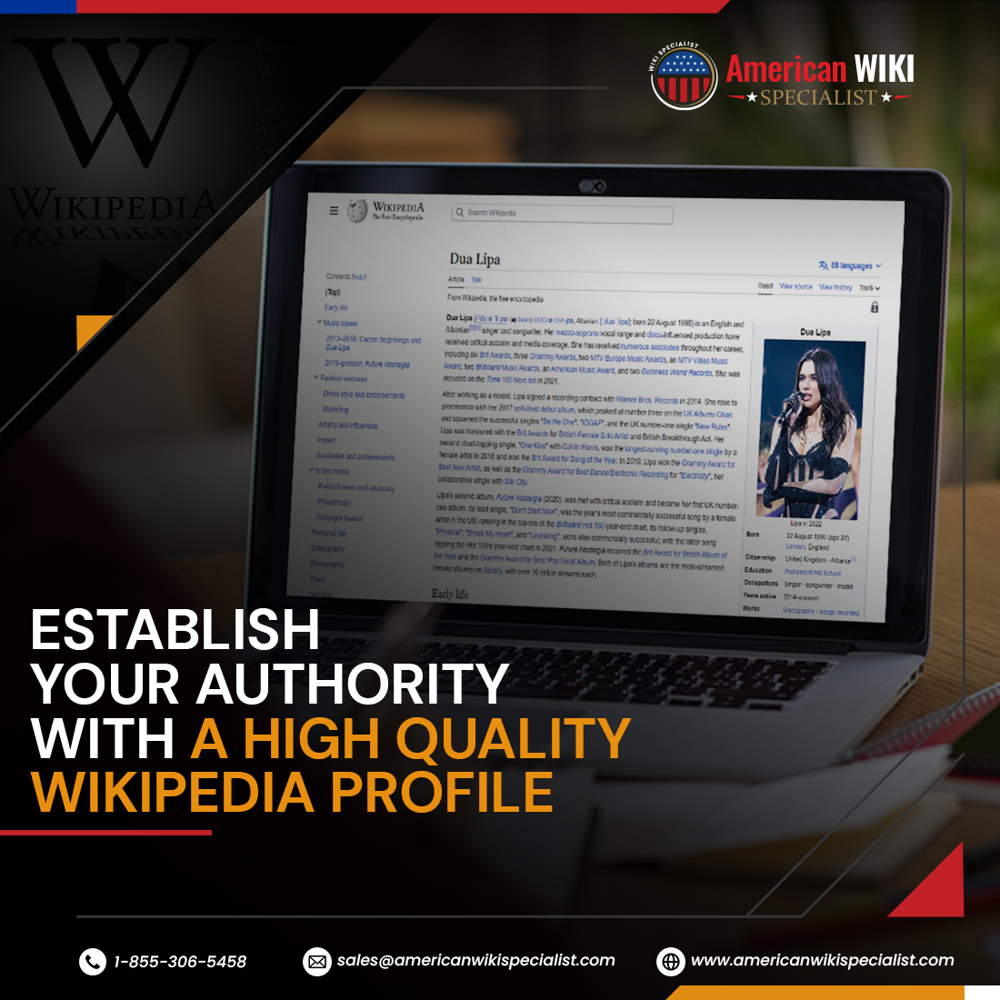 american_wiki's tweet photo. Be recognized as an authority. Establish your online presence with a high-quality Wikipedia profile.

#AmericanWikiSpecialist #onlinepresence #wikipediaprofile #wikipedia https://t.co/BbT7nDbdQ5