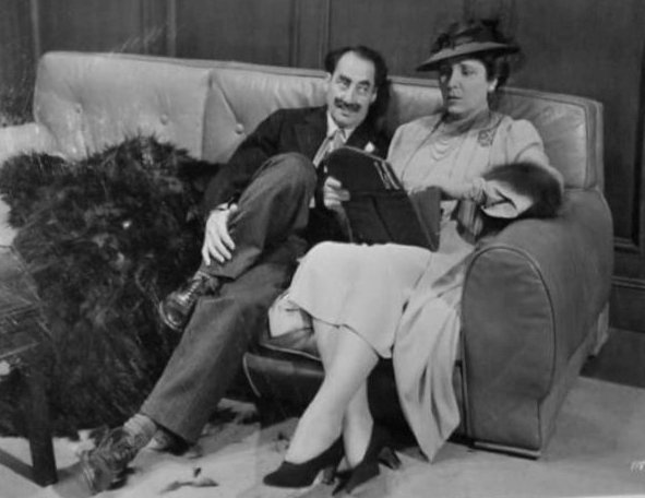 #Dumont: 'I'm afraid after we're married awhile, a beautiful young girl will come along, and you'll forget all about me'
#Groucho: 'Don't be silly. I'll write you twice a week' #TheBigStore released June 20th 1941