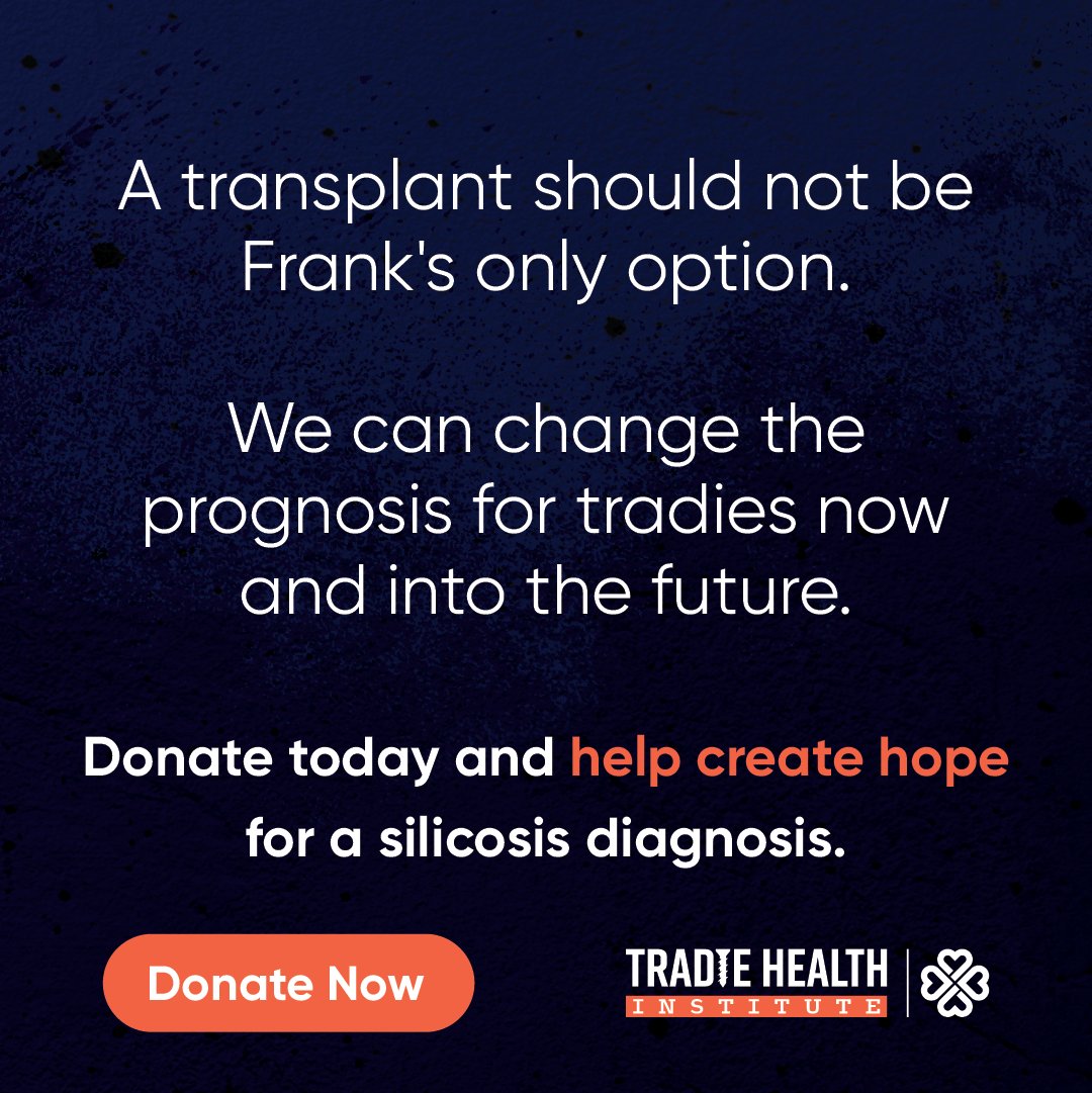 Frank is a Brisbane grandfather with silicosis who is waiting on a double lung transplant. “I don’t want anyone else to be in the situation I am in now. But the reality is, without research, that’s what will happen. Donate 🔗 tcg.org.au/tradie #SilicosisResearch