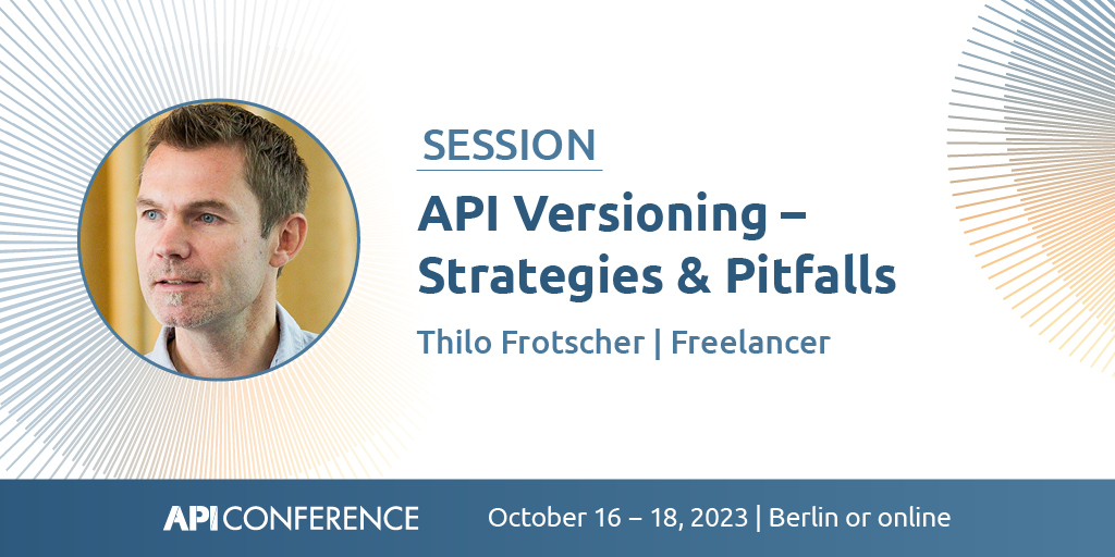 Managing #API versions is crucial. Evolving interfaces, growing client base, and compatibility concerns arise. How many versions to run, identifying numbers, disabling old ones? Can we go versionless?

All these questions will be answered by <a href="/thfro/">Thilo Frotscher</a>!

▶️ ow.ly/gKeO50ORxk9 ◀️