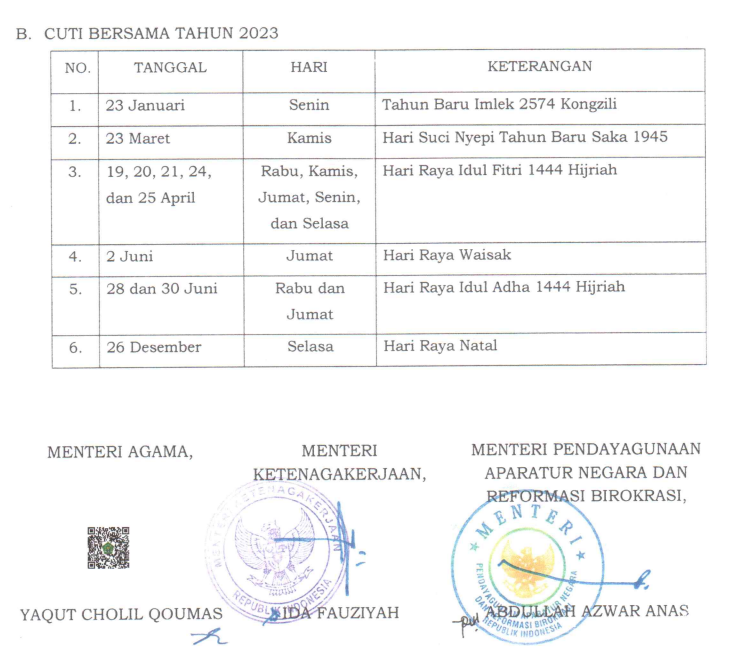 Ahyaroe's tweet photo. Cuti Bersama Tahun 2023 sudah di update ya gaes!! https://t.co/pJhepfDwlz
