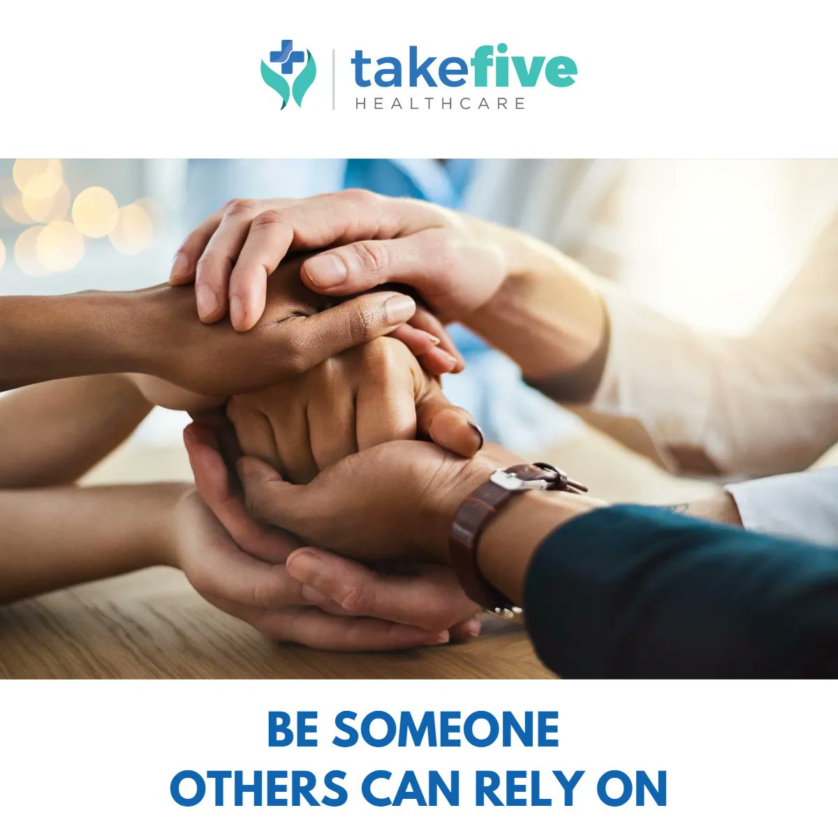 “Be someone others can rely on”

Being a carer means you get to make a positive difference, every day. 
Help us to make people’s lives better by joining the team at Take Five Healthcare.

👉 Apply today: buff.ly/3C40CNA 

#TakeFiveHealthcare #HealthcareAssistantJobs