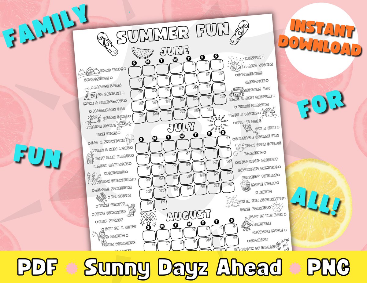 Make great summer memories with the fam this summer! Print, fill in your fun day & go!

👇🏻    👇🏼
etsy.me/3JlBtlH

#summerfun #SummerReading #SummerKickoff #kidsactivities #summeractivities #momlife #dadlife #Parents #artsandcrafts #parenthood #fatherhood #ReadyForSummer