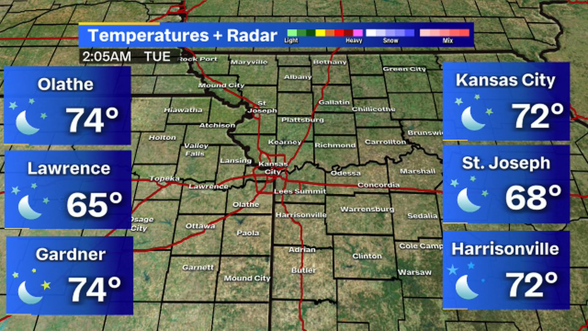 Here are the latest weather conditions around #KC #mowx #kswx #kcwx #fox4kc