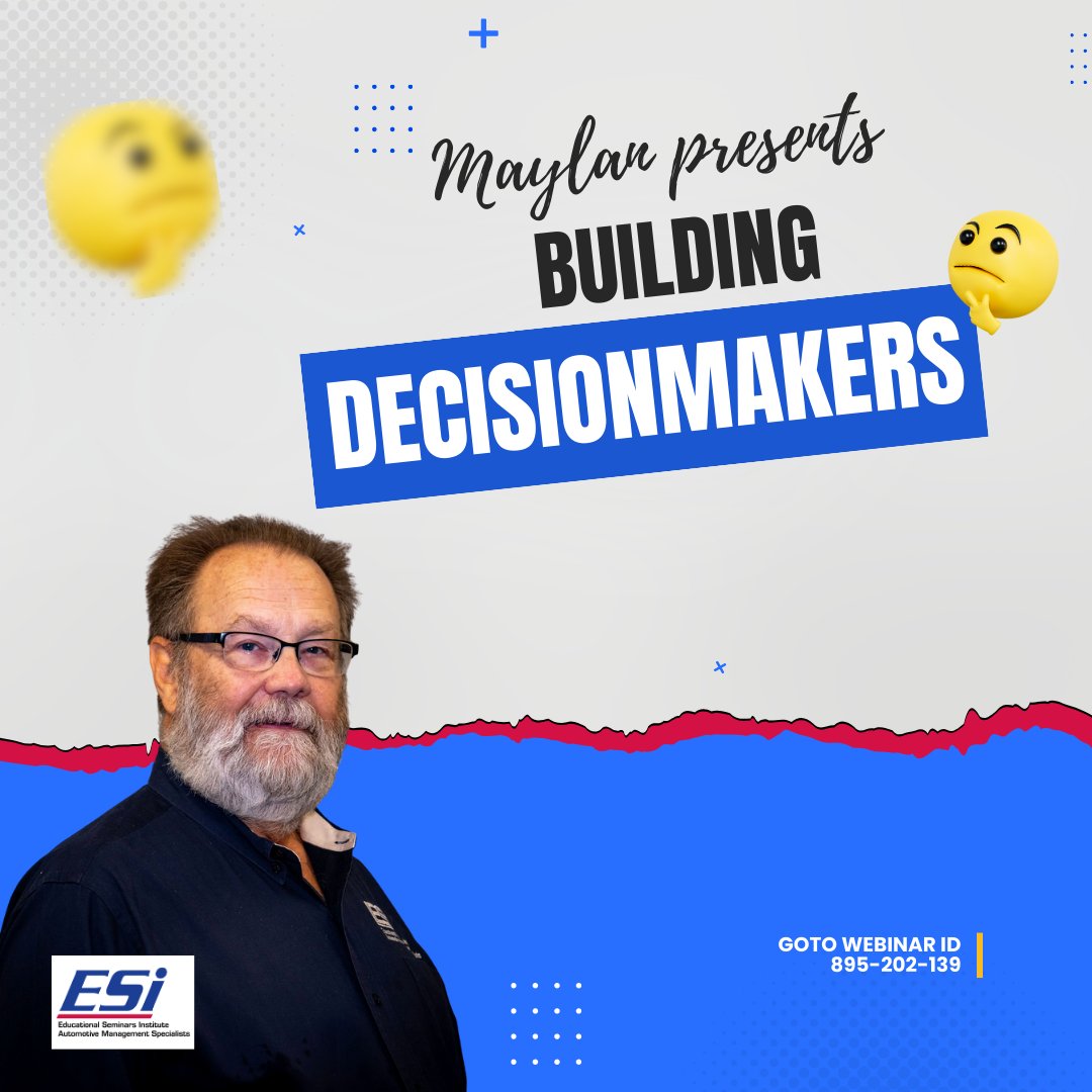 esiseminars's tweet photo. August 8th, 2023, Maylan presents: Building Decision Makers

https://t.co/4ATioaoSuq
Webinar ID
895-202-139 https://t.co/oanWxR8kKV