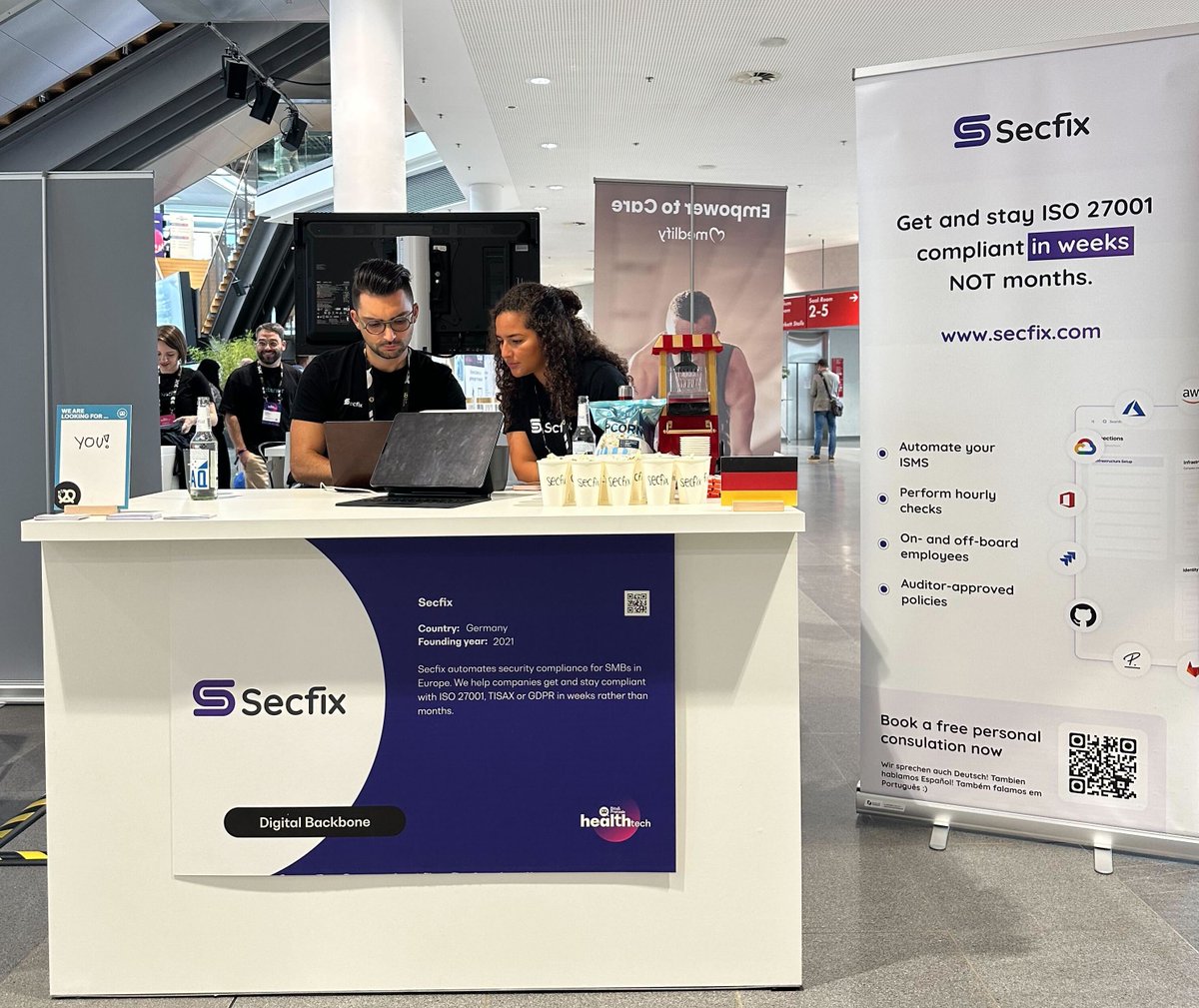 Secfix (@heysecfix) on Twitter photo 🚀The time has come: the <a href="/bitsandpretzels/">Bits & Pretzels</a> HealthTech is in the starting blocks! Meet us today at our booth ST50 at the startup exhibition & find out how Secfix can help YOU become and stay compliant with the help of automation! See ya! #iso27001 #automation #compliance in weeks! 🚀The time has come: the <a href="/bitsandpretzels/">Bits & Pretzels</a> HealthTech is in the starting blocks! Meet us today at our booth ST50 at the startup exhibition & find out how Secfix can help YOU become and stay compliant with the help of automation! See ya! #iso27001 #automation #compliance in weeks!