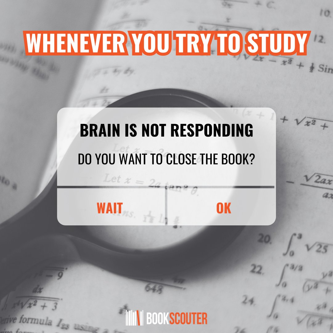 BookScouterCom's tweet photo. Please check your brain connection, or try again later😆 Which button would you click?
#collegestudents #Students #collegememe #studentmeme #student #studentrelatable https://t.co/VVAtYqtB40