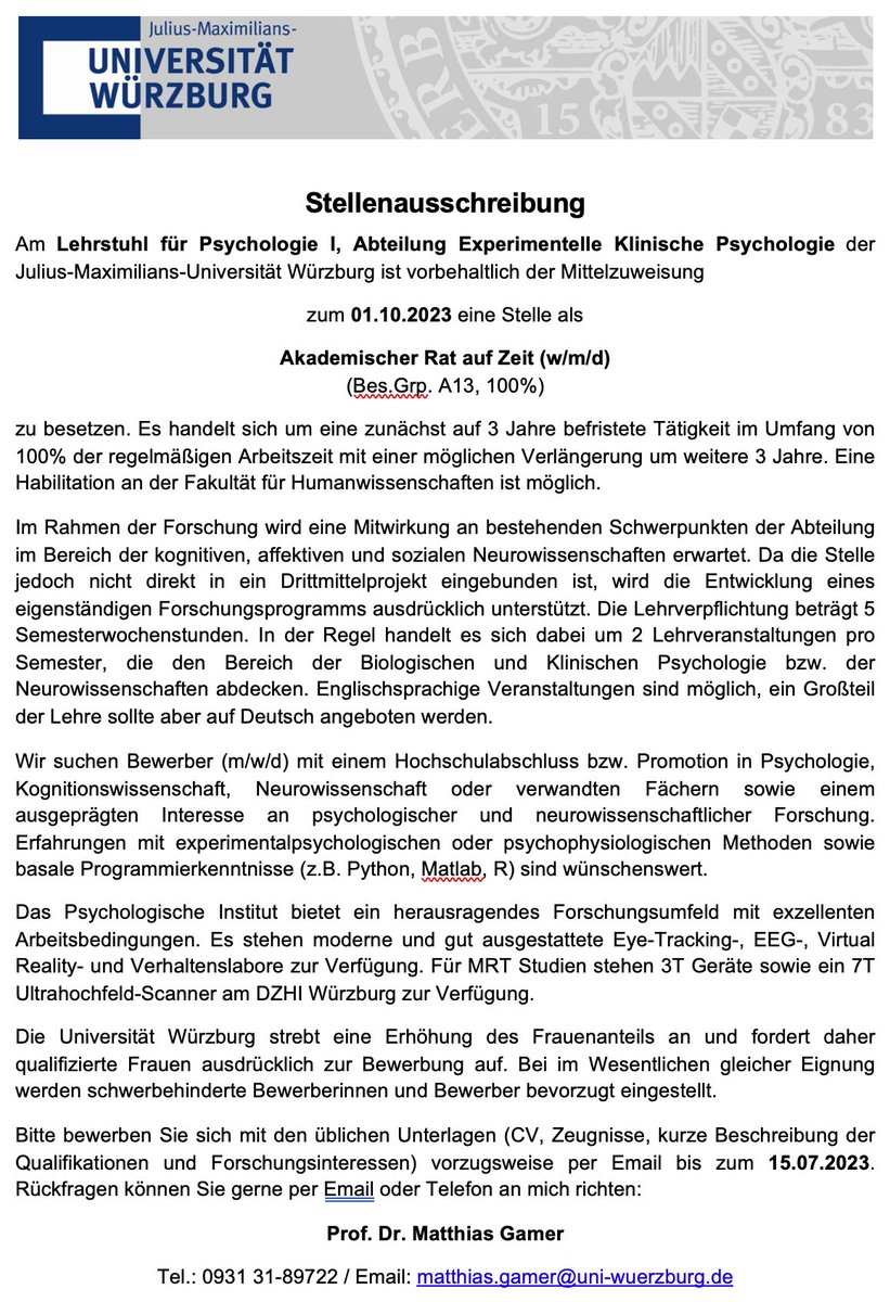 📢 Job Alert (sorry - German skills required): Wir suchen zum 01.10.23 einen Postdoc (m/w/d) zur Verstärkung unseres Teams 👇