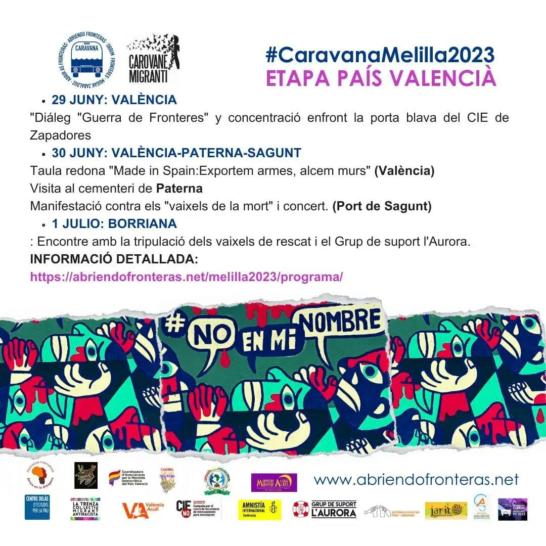 CaravanaPv's tweet photo. Massacre de Melilla: un any sense justícia, un any d'impunitat. Hui, Dia de les Persones Refugiades, us convoquem a una roda de premsa 11 h en Ca Revolta, C/ Santa Teresa 10. 
informarem de les accions organitzades a València  i de la propera @Caravana_AF #NoEnMiNombre https://t.co/UtJ2Vpk3sr