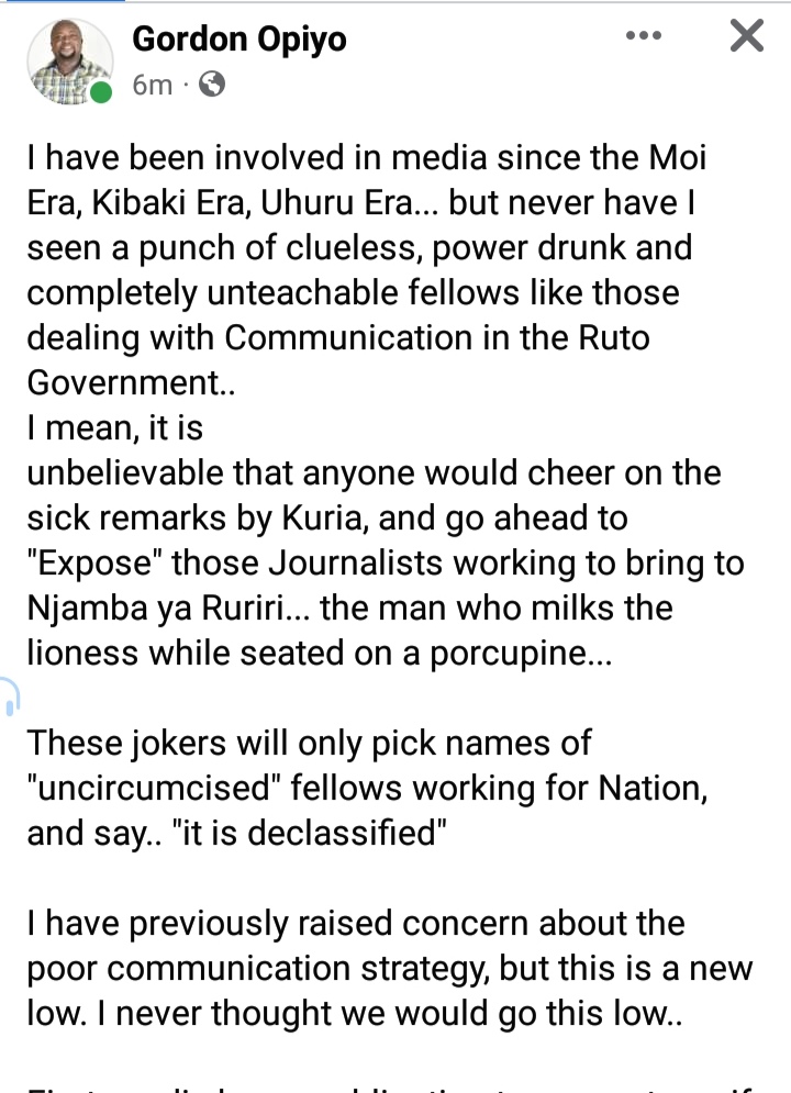 CaptainKipkorir's tweet photo. Gordon Opiyo should just consider sending CV to Nation Media Group instead of just ranting online.
This is total desperation.
@NationAfrica, @ntvkenya give him a job.
He works best on one-sided stories without coercion.
#CartelsMustFall
Githeri Miguna Luos Aoko Moses Kuria https://t.co/mMy8rQwrxM