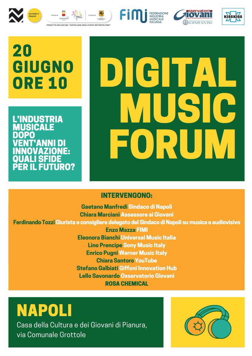 Al via ora da #Napoli la nuova edizione del #DigitalMusicForum, l’approfondimento sugli scenari dell'evoluzione digitale che ha attraversato e trasformato l'industria musicale negli ultimi vent'anni ➡️ bit.ly/3NtzVbG

Special guest: #RosaChemical
