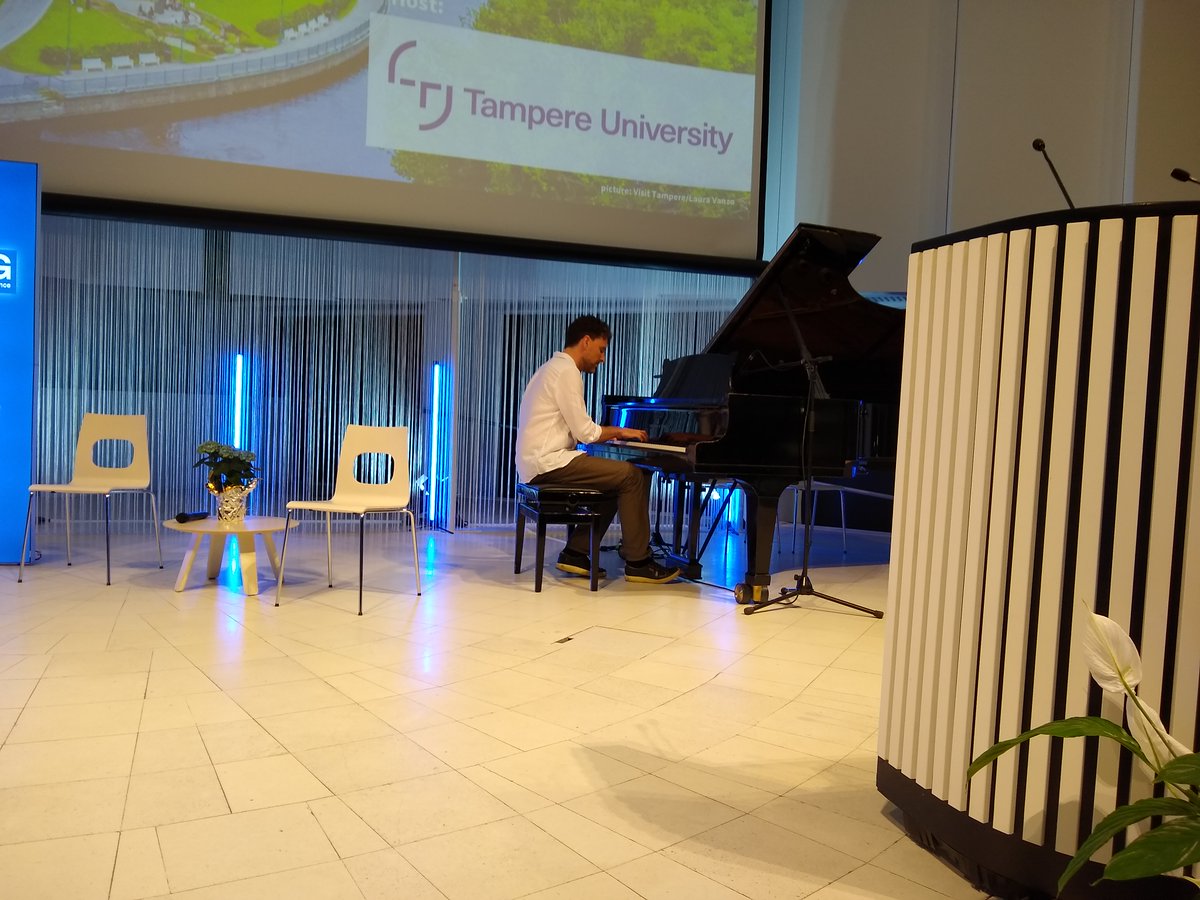 While waiting for people to get seated for the first session of the day at European Dialogue on Internet Governance (EuroDIG 2023), @_buckr took advantage of the grand piano on the stage.
