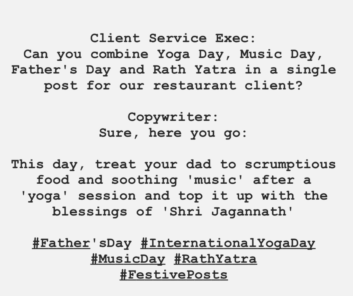prakashgowda's tweet photo. #Copywriting #FestivePosts
#FathersDay #InternationalYogaDay2023
#MusicDay #RathYatra2023 https://t.co/MuwnJUu7AG