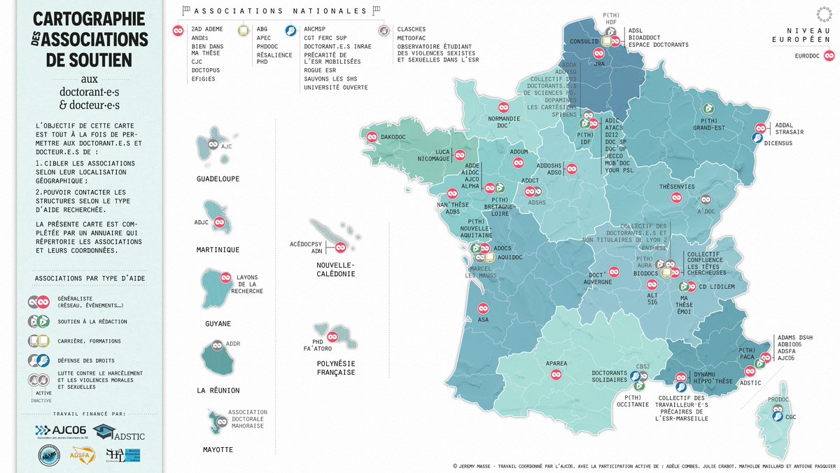 AJC06 (@assojc06) on Twitter photo Après plusieurs mois de travail, <a href="/AssoJC06/">AJC06</a> et un collectif composé de <a href="/Papasss__/">OPTI Papasss (PhD)</a> <a href="/AdeleBCombes/">Adèle B. Combes</a> <a href="/BienDansMaThese/">Dr. Mathilde 👩🏼💻</a> sont heureux de vous partager la cartographie des associations doctorantes. Nous sommes fiers de pouvoir amplifier la voix des associations ! jeuneschercheurs.com/carto Après plusieurs mois de travail, <a href="/AssoJC06/">AJC06</a> et un collectif composé de <a href="/Papasss__/">OPTI Papasss (PhD)</a> <a href="/AdeleBCombes/">Adèle B. Combes</a> <a href="/BienDansMaThese/">Dr. Mathilde 👩🏼💻</a> sont heureux de vous partager la cartographie des associations doctorantes. Nous sommes fiers de pouvoir amplifier la voix des associations ! jeuneschercheurs.com/carto