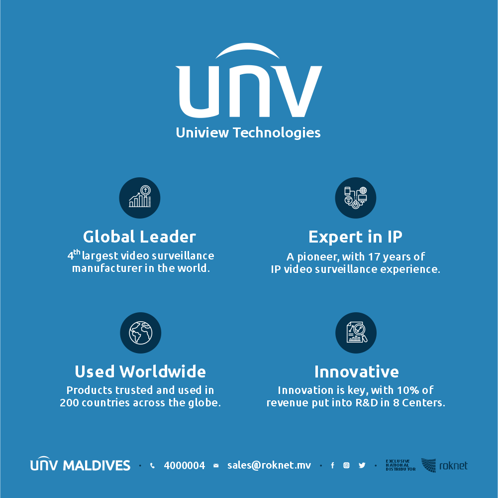 UniviewMaldives's tweet photo. UNV is the pioneer and leader of IP video surveillance, with 4th largest global market share.

Contact us to learn more about UNV, their products and how we can help you solve your video surveillance problems.

#Roknet #UNVMaldives #UNV #Uniview https://t.co/X82rdbLwkj