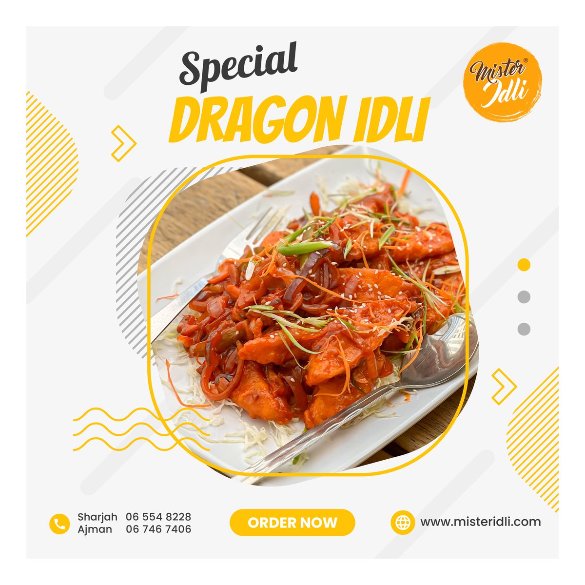 Prepare to be mesmerized by the dragon's dance of flavors in Dragon Idli! 
.
.
#DragonIdli #UAEfoodie #FusionFood #SouthIndianFusion #MisterIdli #MisterIdliAjman #MisterIdliSharjah