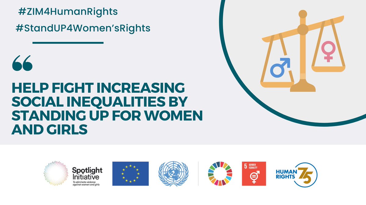 unwomenzw's tweet photo. Development will only be sustainable if it benefits both women &amp; men EQUALLY. Standing up for women &amp; girls’ rights is an essential catalyst for the achievement of all #SDGs. 
#ZIM4HumanRights
#StandUP4WomensRights 
@UNZimbabwe @euinzim @mwacsmed https://t.co/OwsB6N4Ms7