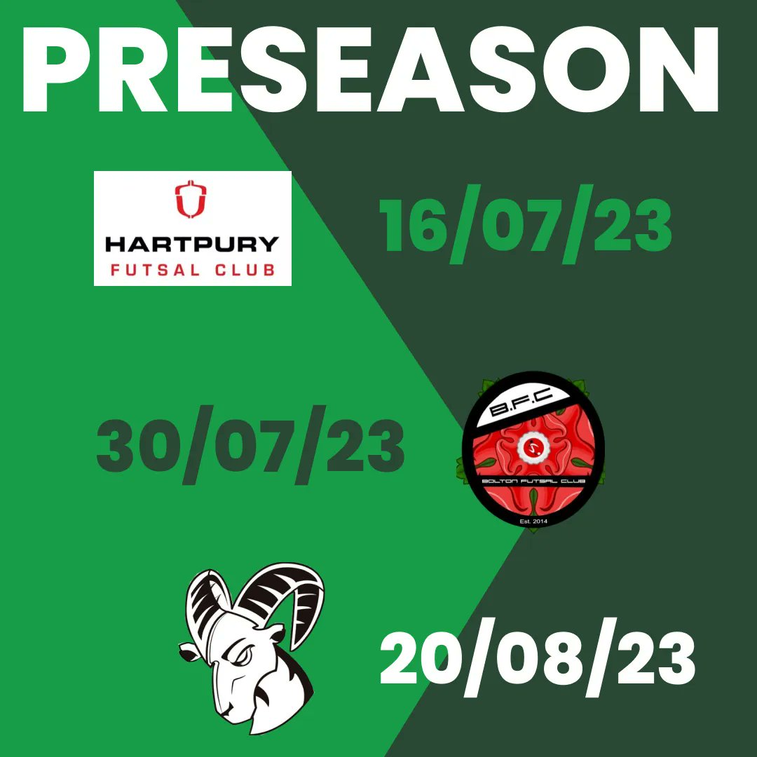 PRE-SEASON FRIENDLIES | Looking forward to a tough pre-season. Hot on the heels of games with @LboroFutsal @IFA_Futsal @LeicesterFutsal & @FutsalTrent, we have more matches vs. teams from @BFC_futsalclub @derby_futsal & @hartpuryfutsal. Thanks to everyone for welcoming us 💚